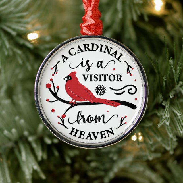 Ornamento De Metal Cardeal/Cardeal É Visitante Do Céu (Árvore)