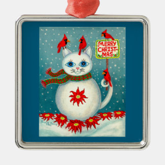 Ornamento De Metal Cardinal Pássaro Snowcat Papai Noel Poinsettia