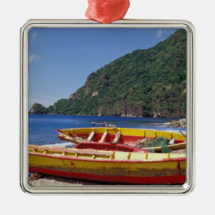 Ornamento De Metal Caribe, BWI, Santa Lúcia, Barcos à vela, Soufriere
