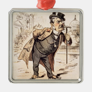 Ornamento De Metal Caricatura de Chester Alan Arthur, c.1883