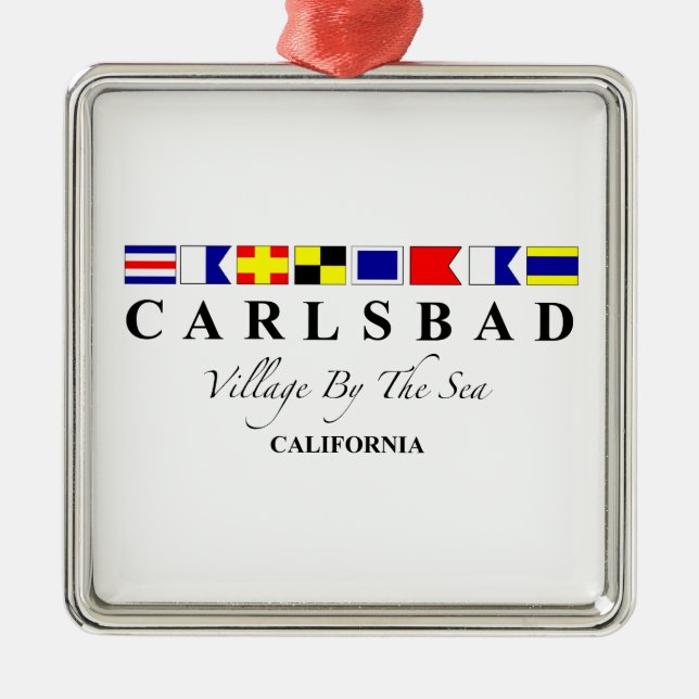 Ornamento De Metal Carlsbad CA - vila pelo mar (Frente)