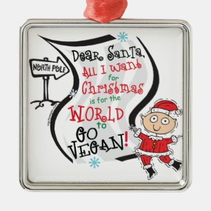Ornamento De Metal Caro desejo do Vegan do papai noel
