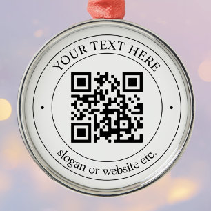 Ornamento De Metal Carregue seu próprio código QR e texto personalizá