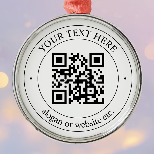 Ornamento De Metal Carregue seu próprio código QR e texto personalizá (Criador carregado)