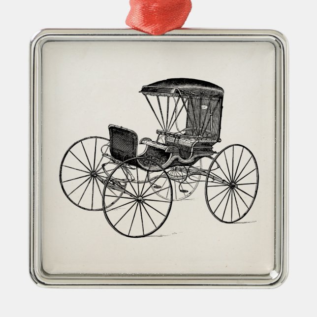 Ornamento De Metal Carrinho antigo puxado a cavalo da carruagem dos (Frente)