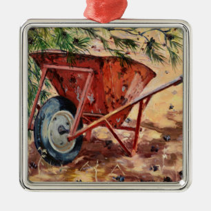 Ornamento De Metal Carrinho de mão oxidado 2009