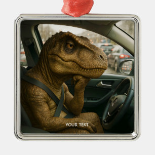 Ornamento De Metal Carro de Condução de Dinossauro Fantasy Cute