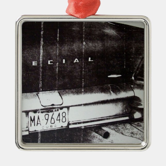 Ornamento De Metal Carro preto e branco (Frente)