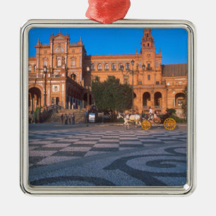 Ornamento De Metal carruagem desenhada em cavalos na Plaza de Espana