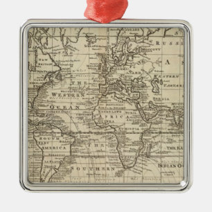 Ornamento De Metal Carta do mundo