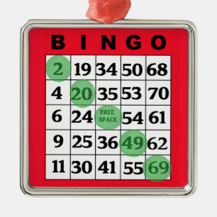 Ornamento De Metal Cartão BINGO Vermelho Natal do Presente do BING