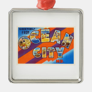 Ornamento De Metal Cartão das viagens vintage da DM de Maryland da