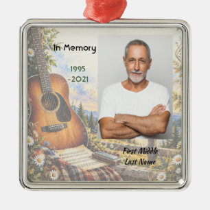 Ornamento De Metal Cartão de Oração de Foto Memorial Músico de Guitar