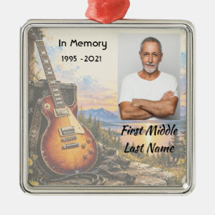 Ornamento De Metal Cartão de Oração de Foto Memorial Músico de Guitar