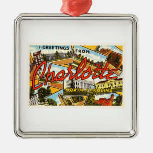 Ornamento De Metal Cartão velho do vintage de Charlotte North