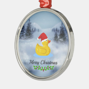 Ornamento De Metal Cartões de natal de Borracha Ducky