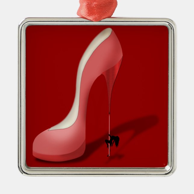 Ornamento De Metal Cartoon Giant Red Stiletto - Dançarino Heel (Frente)