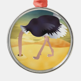 Ornamento De Metal Cartoon Ostrich Com Areia De Cabeça