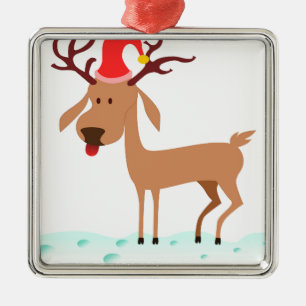 Ornamento De Metal Cartoon Reindeer