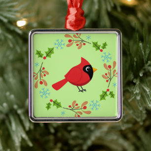 Ornamento De Metal Cartoon Vermelho Bonito com Flores