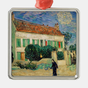 Ornamento De Metal Casa branca de Vincent van Gogh na noite, 1890