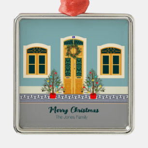 Ornamento De Metal Casa Festiva de Natal Portuguesa