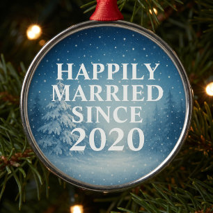 Ornamento De Metal Casados Felizmente Desde Casais Personalizados