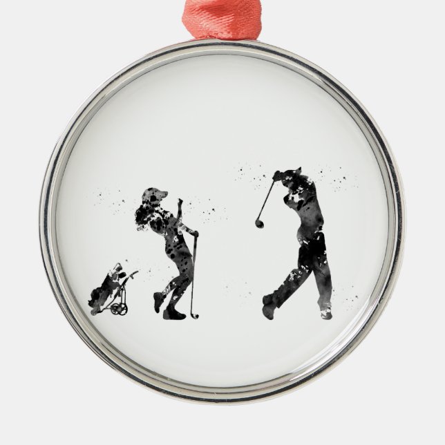 Ornamento De Metal Casal de golfistas (Frente)