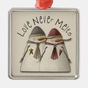 Ornamento De Metal Casal de neve