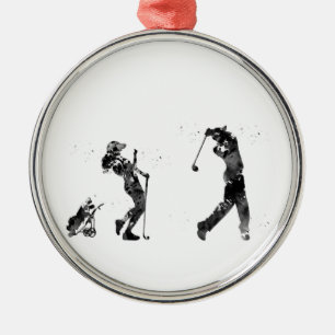 Ornamento De Metal Casal do jogador de golfe