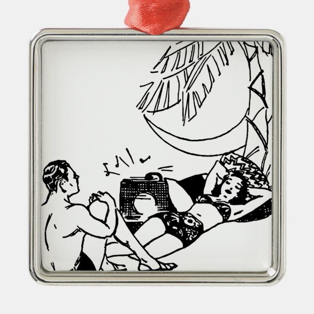 Ornamento De Metal Casal Vintage Beach (Frente)