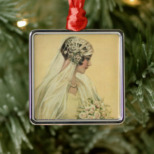 Ornamento De Metal Casamento Antigo, Retrato Nupcial de Noiva Vitoria