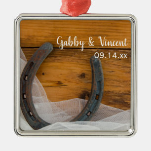 Ornamento De Metal Casamento de ferradura e véu-nobre