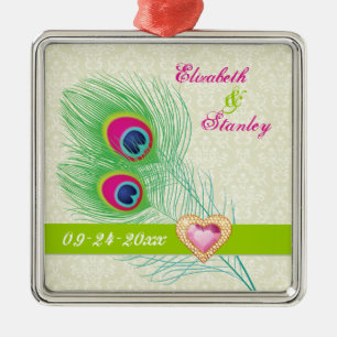 Ornamento De Metal Casamento de joia da pena de Peacock