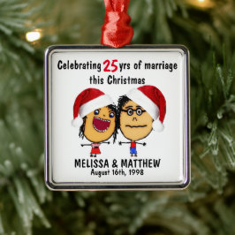 Ornamento De Metal Casamento Feliz Natal Cartoon