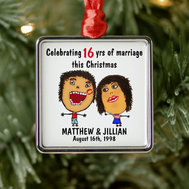 Ornamento De Metal Casamento Natal Cartoon (Árvore)