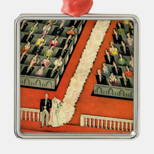 Ornamento De Metal Casamento vintage, Art Deco Bride e Groom Recentem