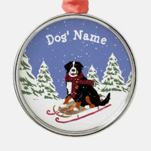 Ornamento De Metal Casas de Natal Personalizadas Bernese Mt Dog