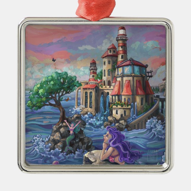 Ornamento De Metal Castelo de Sereia (Frente)