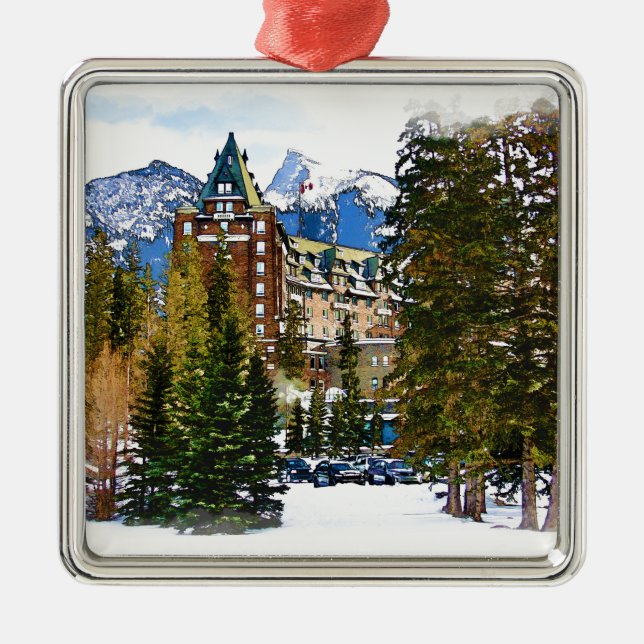 Ornamento De Metal Castelo Rocky Mountain - Banff Canada (Frente)