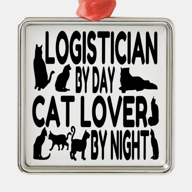 Ornamento De Metal Cat Lover Logistician (Frente)