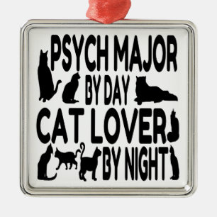 Ornamento De Metal Cat Lover Psych Major