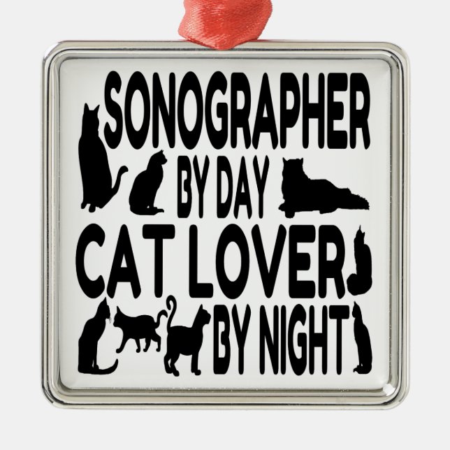 Ornamento De Metal Cat Lover Sonographer (Frente)