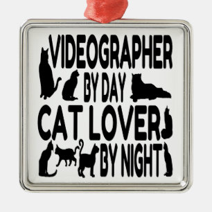 Ornamento De Metal Cat Lover Videógrafo