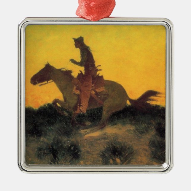 Ornamento De Metal Cavaleiro de Cowboy Americano Contra o Sol (Frente)