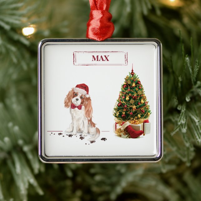 Ornamento De Metal Cavalier King Charles Spaniel Funny Cog de Natal (Árvore)