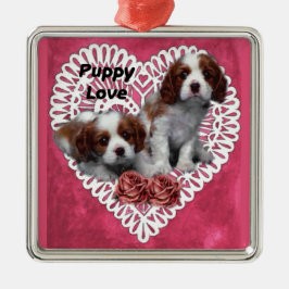 Ornamento De Metal Cavalier King Charles Spaniel Puppy Love