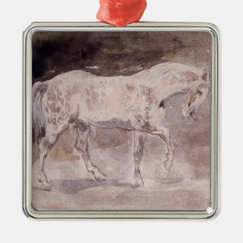 Ornamento De Metal Cavalo Branco (por Eugene Delacroix)