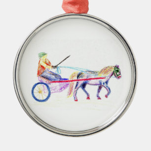 Ornamento De Metal Cavalo de carro no pastel colorido do pastel,