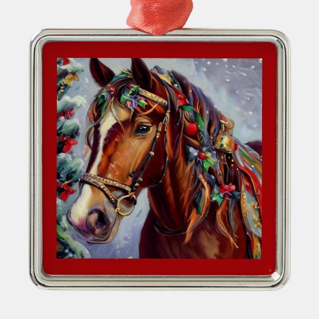 Ornamento De Metal Cavalo de Natal 2 (Frente)
